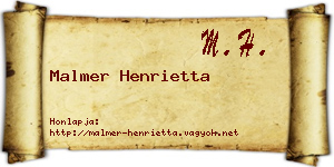 Malmer Henrietta névjegykártya